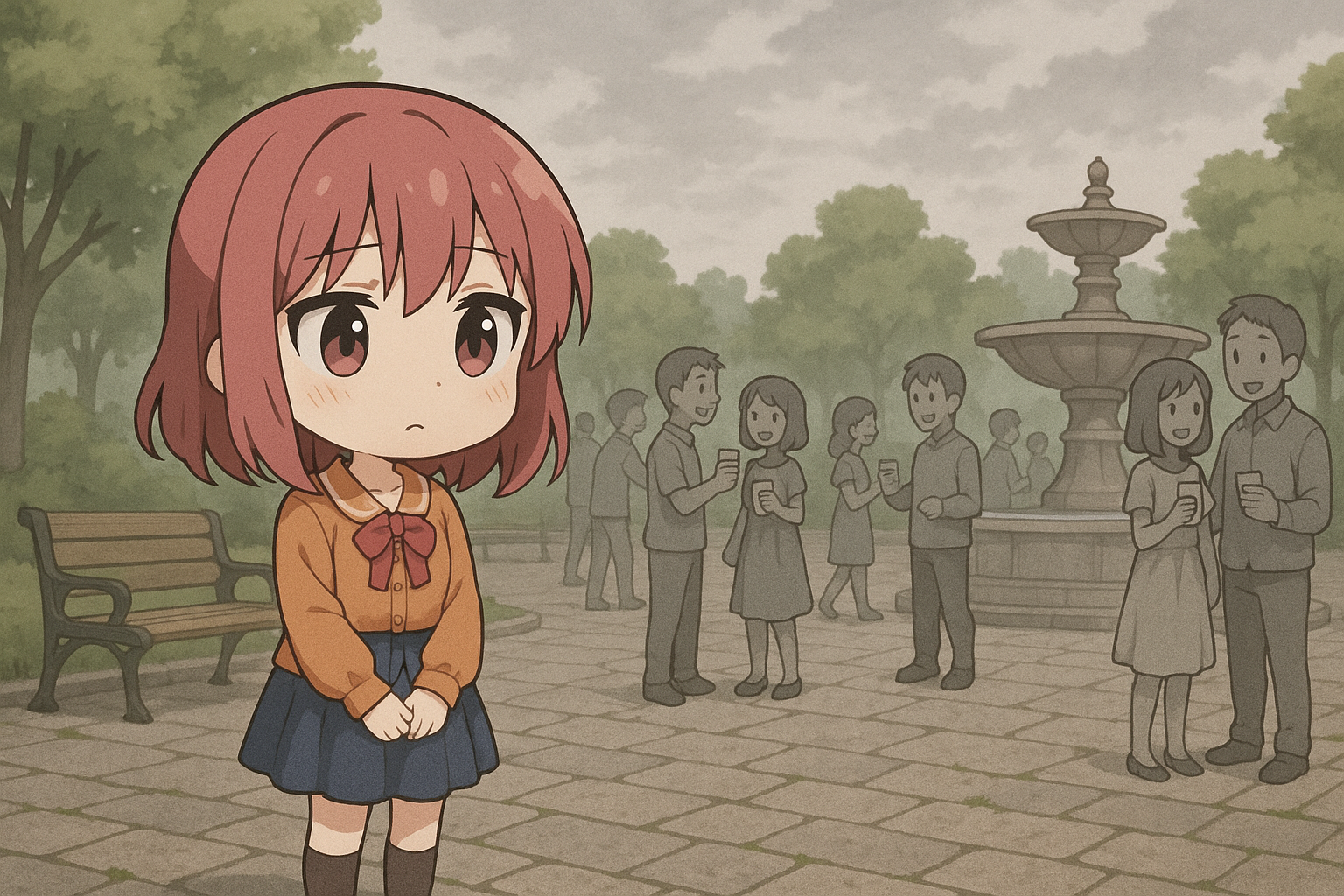 Pessoa solitária em meio à multidão