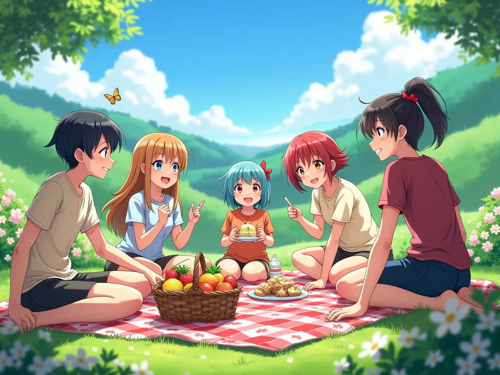 Grupo de pessoas felizes em um piquenique